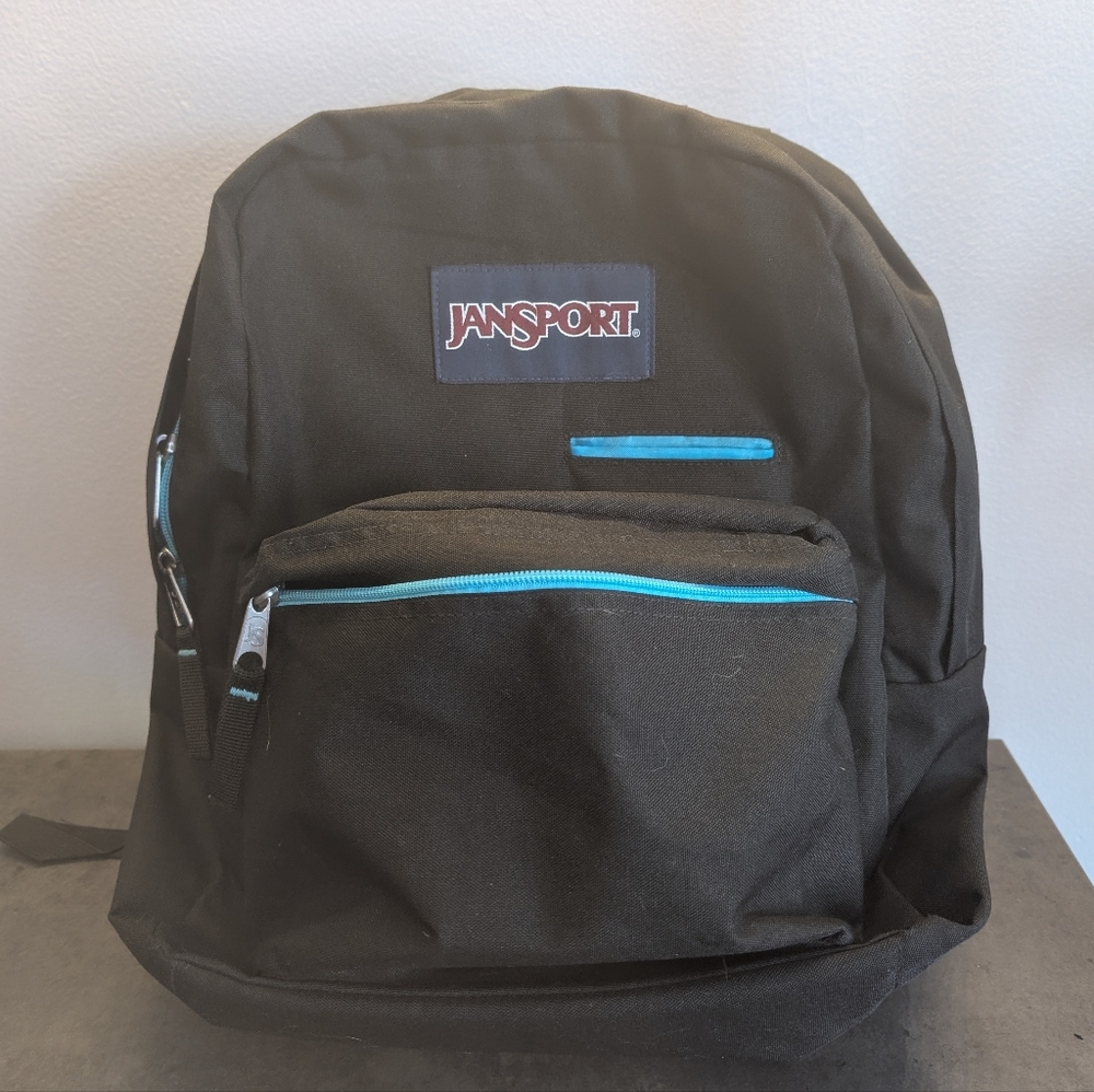 Jansport Classic Black Backpack with Blue Highlights